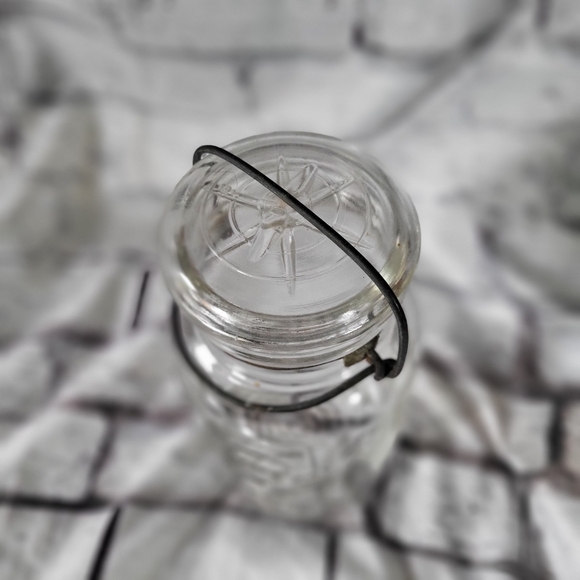 Ball Ideal Quart Clear Glass Canning Jar Wire Tension Latch Fasteners - Picture 3 of 4